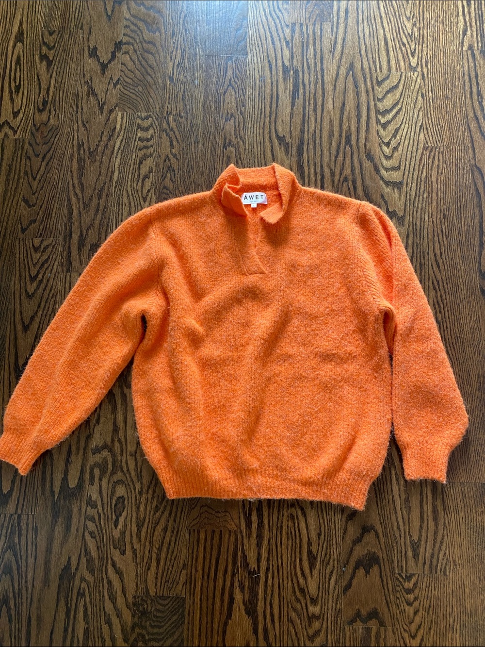 Orange V-Neck Soft Knit Sweater for Women
